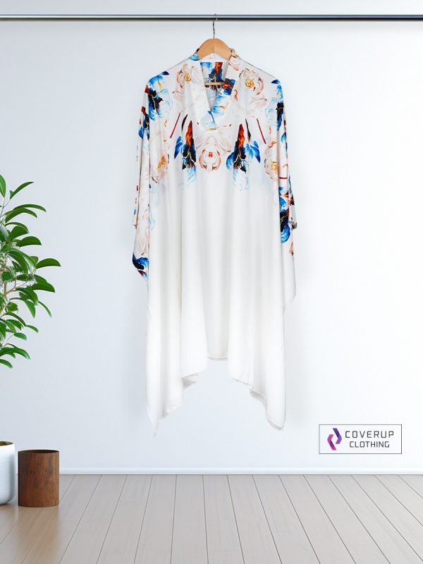 Midnight Blossom Luxe Kaftan ( White )